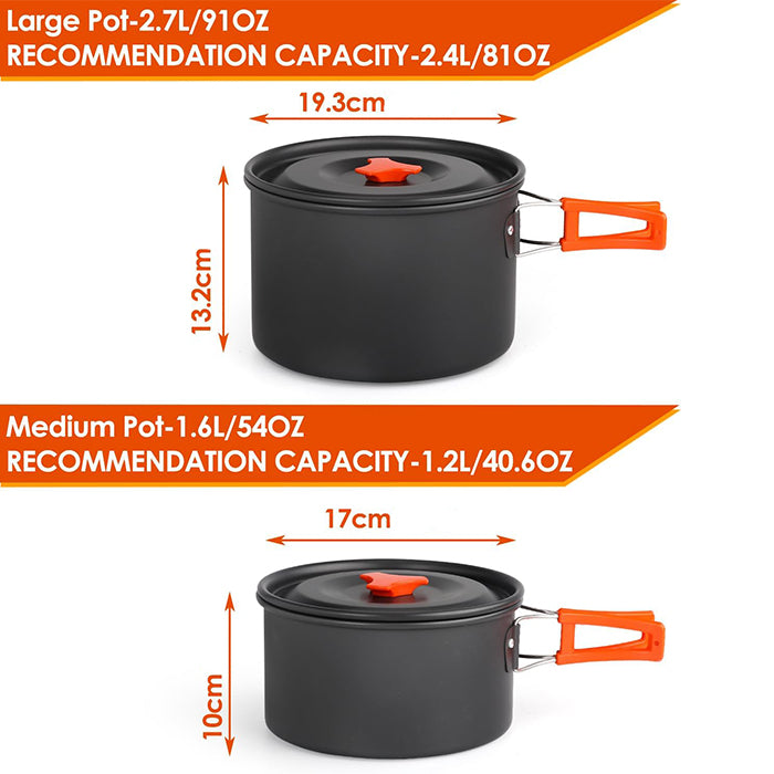Travel-friendly camping cookware set including pots and pans, portable cookware by Homesouq Qatar