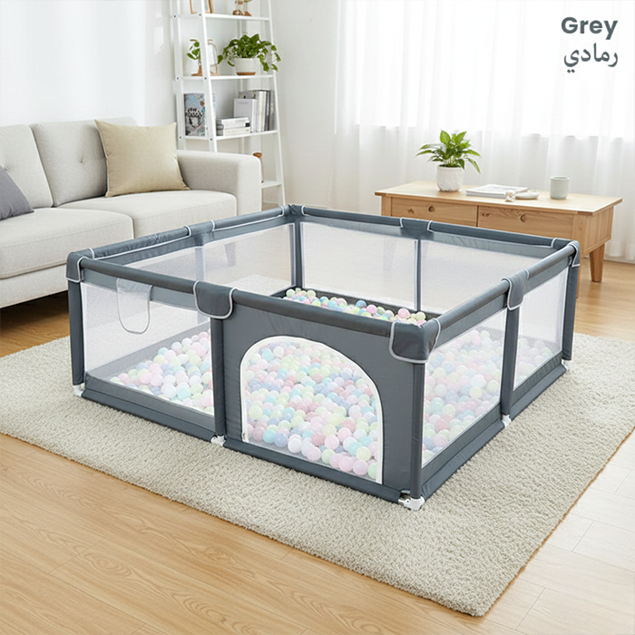 Portable Large Baby Fence Area, Large Baby Playpen, Anti-Slip Play Yard For Toddlers grey Qatar