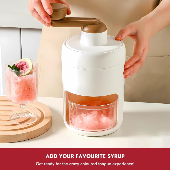 Portable Manual Ice Crusher or Grinder For Drinks - Home Office Use Add your favourite syrup
