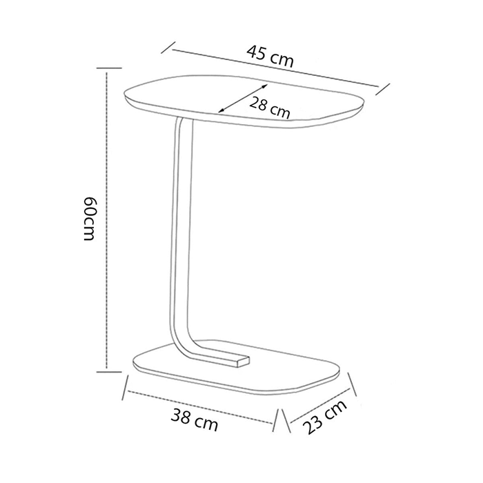 C Shaped Side Table, Modern C Shaped End Table for Small Spaces  Dimensions Qatar