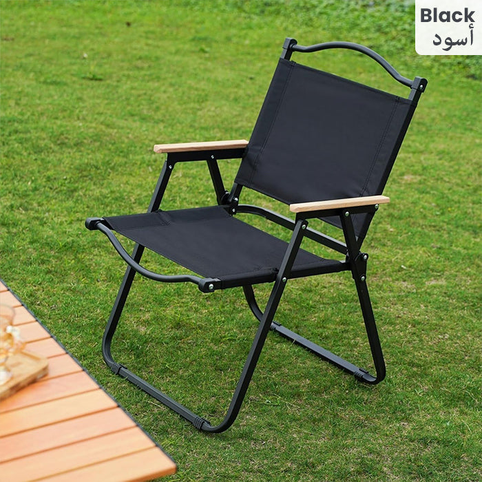 Portable camping chairs for outdoor trips, sturdy folding chairs by Homesouq Qatar camping chair qatar Black