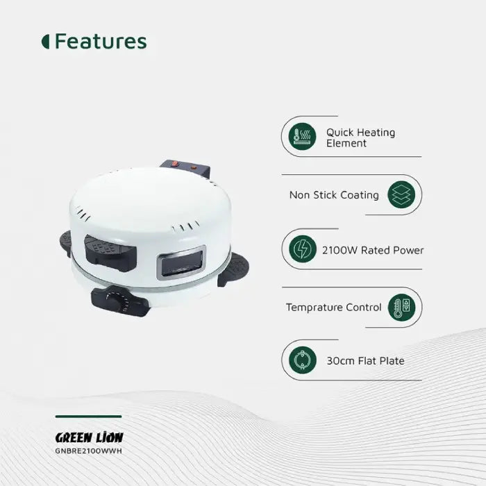Green Lion bread maker features including 2100W power and flat plate design  homesouq Qatar