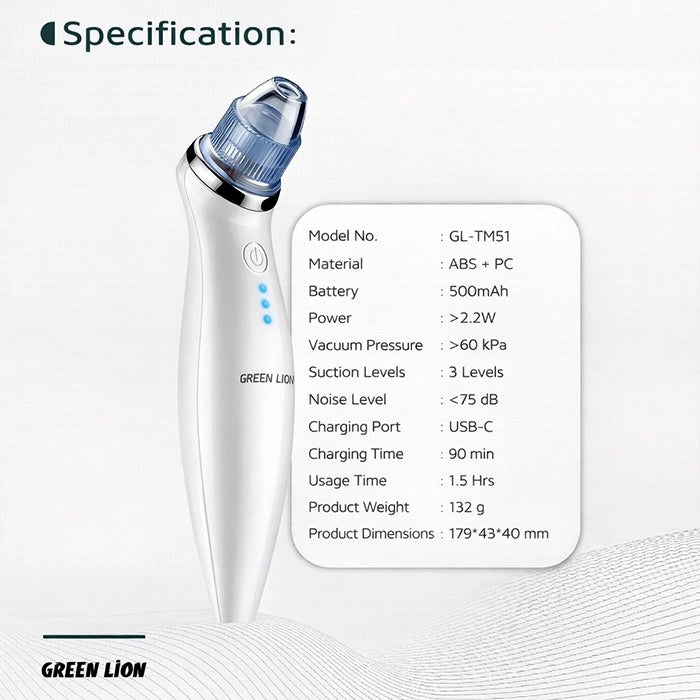 Deep pore cleanser specifications highlighting suction power and performance details in Homesouq Qatar