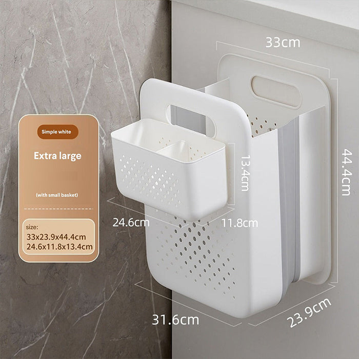 Practical laundry basket bedroom solution with small wall mounted structure by Homesouq Qatar