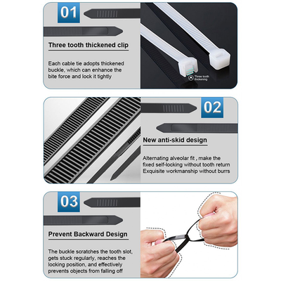 Nylon cable tie with reinforced locking teeth and anti-slip self-locking design for firm grip Qatar