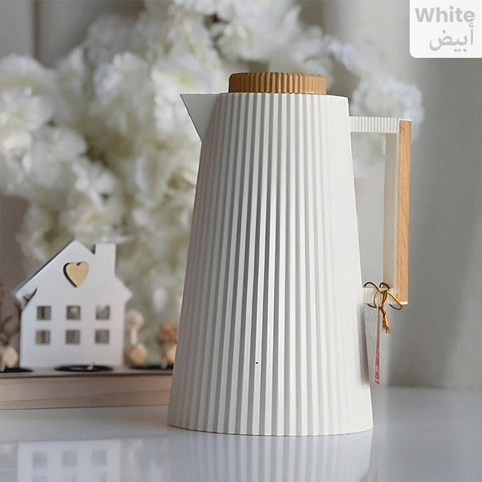 Premium 1 Liter Insulated Plastic Flask – Keep Your Drinks Hot Or Cold for Hours White