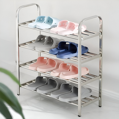 Premium 4-Layer Stylish Quick Assembly Stainless Steel Shoe Organizer For Hallway non slip