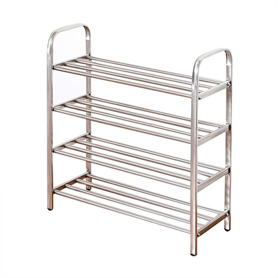 Premium 4- Layer Stylish Quick Assembly Stainless Steel Shoe Organizer For Hallway
