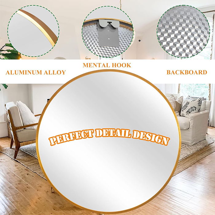 Detailed backboard and hook design of farmhouse circle mirror Qatar