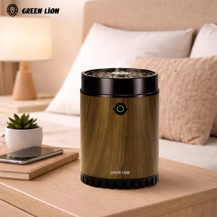 Green Lion incense burner on bedside table in Qatar bedroom with modern decor homesouq Qatar