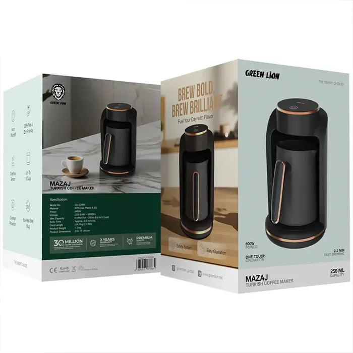 Greenlion Mazaj coffee maker retail box packaging and product details Homesouq Qatar