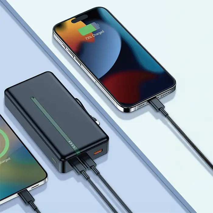 Green Lion power bank charging smartphone with fast cable connection in  Homesouq Qatar