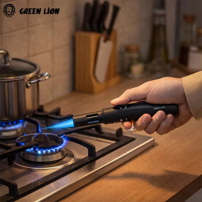 Green Lion lighter used on kitchen gas stove flame ignition in Qatar homesouq Qatar