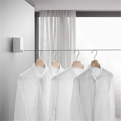 Retractable Clothesline, Wall Mounted ABS case+Aluminium Dryer with Adjustable Stainless Steel Rope String Hotel Style Heavy Duty.