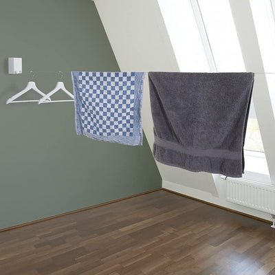 Retractable Clothesline, Wall Mounted ABS case+Aluminium Dryer with Adjustable Stainless Steel Rope String Hotel Style Heavy Duty space saving