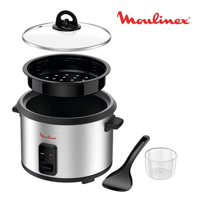 Rice cooker with efficient heating for fluffy rice, reliable Moulinex cooker from Homesouq Qatar