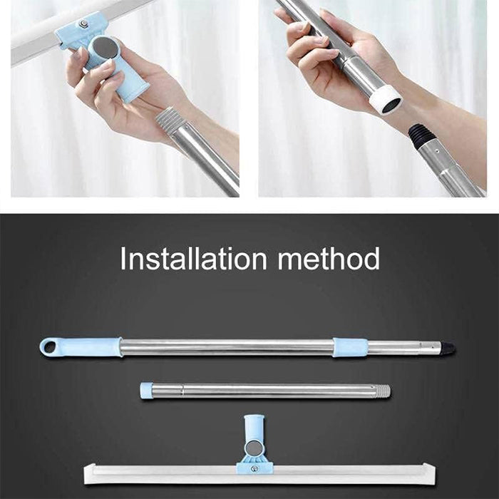 Rotatable Cleaning Glass Wiper Window Cleaner with Long Rod, Silicone Squeegee for Bathroom installatiion method