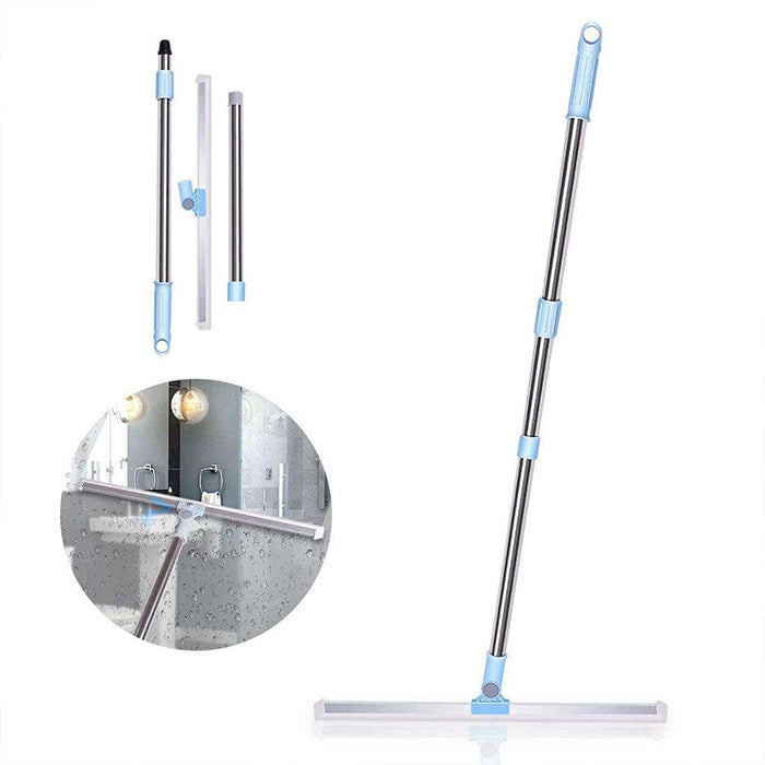 Rotatable Cleaning Glass Wiper Window Cleaner with Long Rod, Silicone Squeegee for Bathroom stainless steel