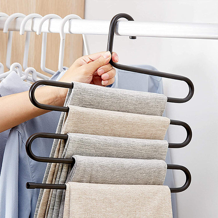S-Shape 5 Layers Magic Hanger for Wardrobe, Sarees, Pants, Scarfs Other Clothes Durable and Rust-Resistant