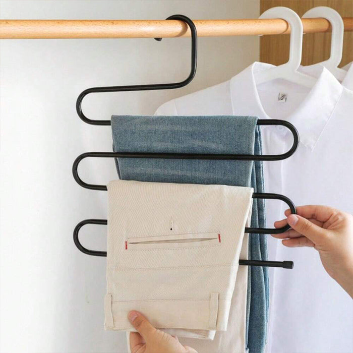 S-Shape 5 Layers Magic Hanger for Wardrobe, Sarees, Pants, Scarfs Other Clothes Heavy Duty Strength