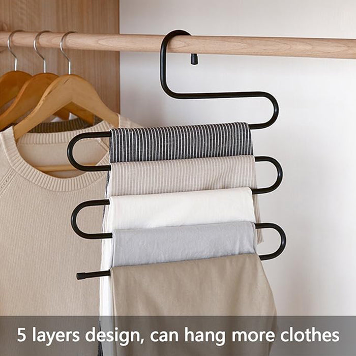S-Shape 5 Layers Magic Hanger for Wardrobe, Sarees, Pants, Scarfs Other Clothes Space Saving