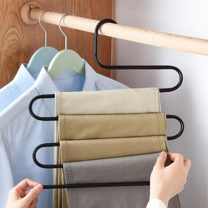 S-Shape 5 Layers Magic Hanger for Wardrobe, Sarees, Pants, Scarfs Other Clothes Unique Design