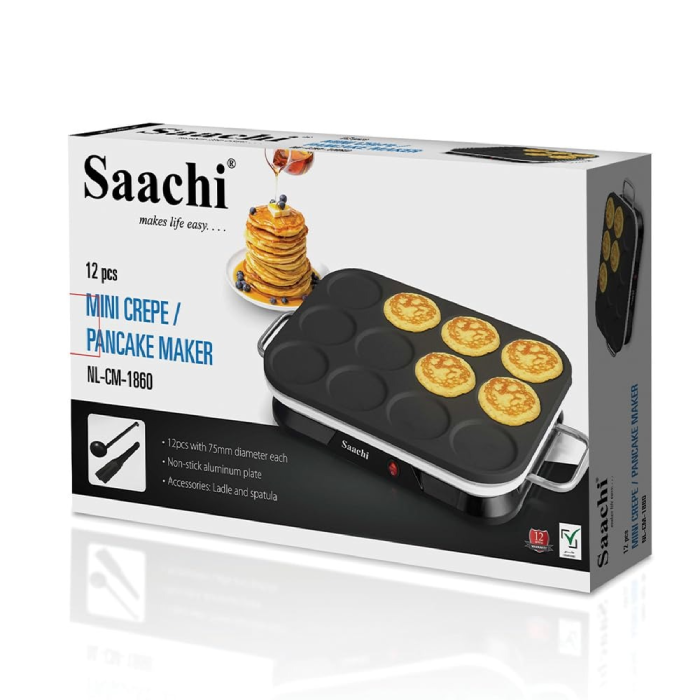 Side view of compact pancake maker showing non stick surface and cool touch handles Qatar