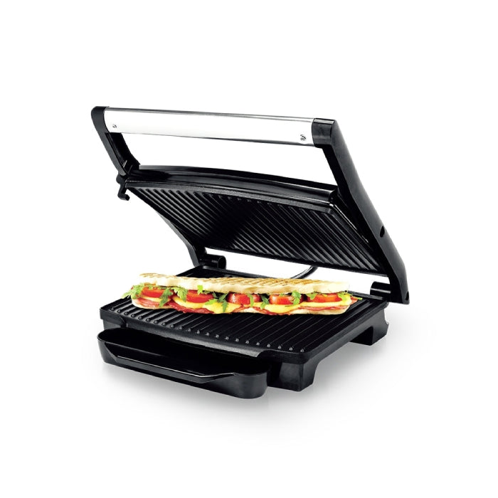 Sandwich maker with non stick plates for quick toasted snacks, compact sandwich grill design durable by Homesouq Qatar