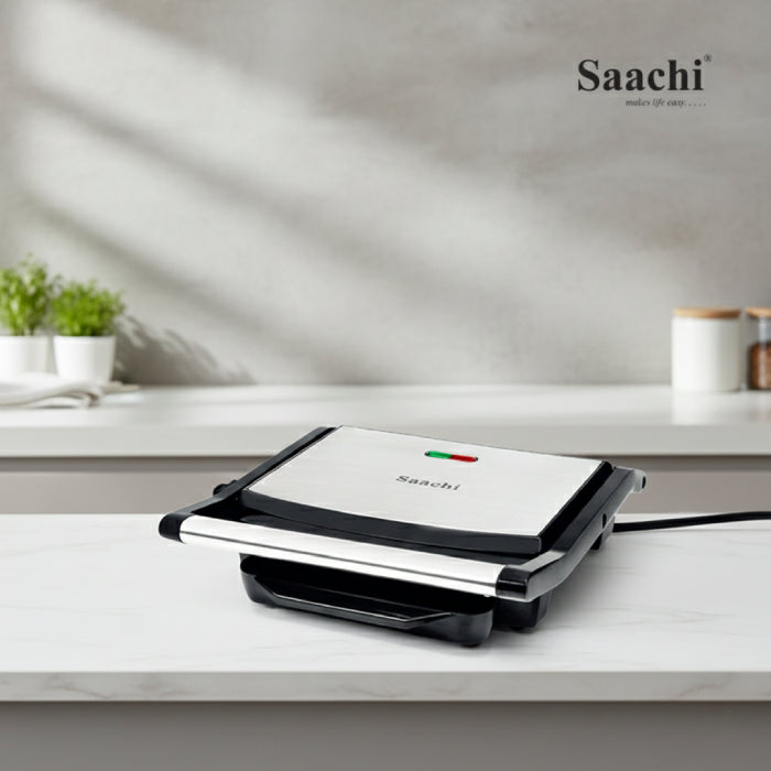 Sandwich maker with nonstick plates for quick toasted snacks, compact sandwich grill design by Homesouq Qatar