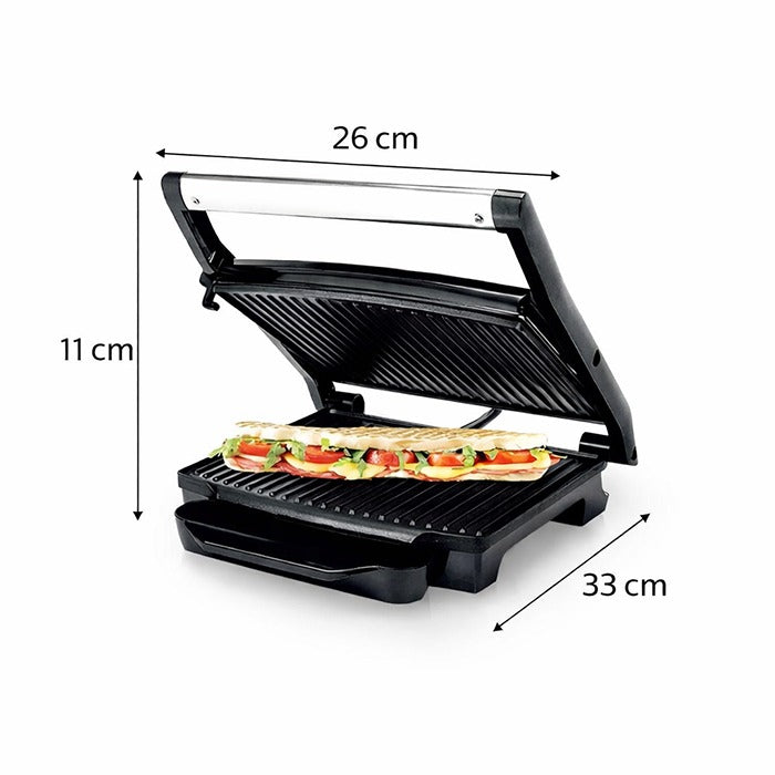 Sandwich maker with nonstick plates for quick toasted snacks, compact sandwich grill dimensions Homesouq Qatar