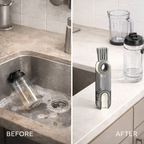 Before and after use of 3 in 1 cleaning brush for bottles and tumblers in kitchen Qatar