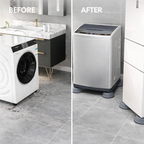 Before and after washing machine base with anti vibration non slip rubber feet reducing movement in Qatar