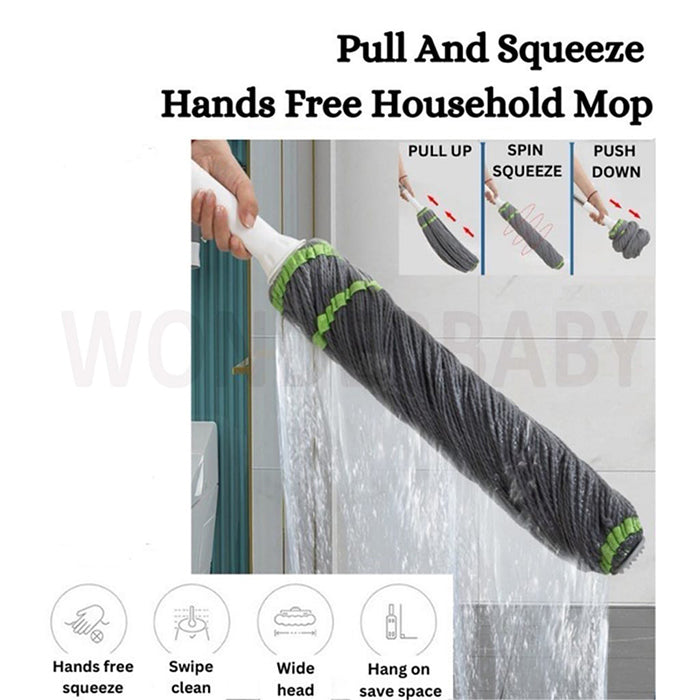 Self Wringing Twist Floor Cleaning Mop, Retractable Self Squeezing Household Mop Stick easy to squeeze