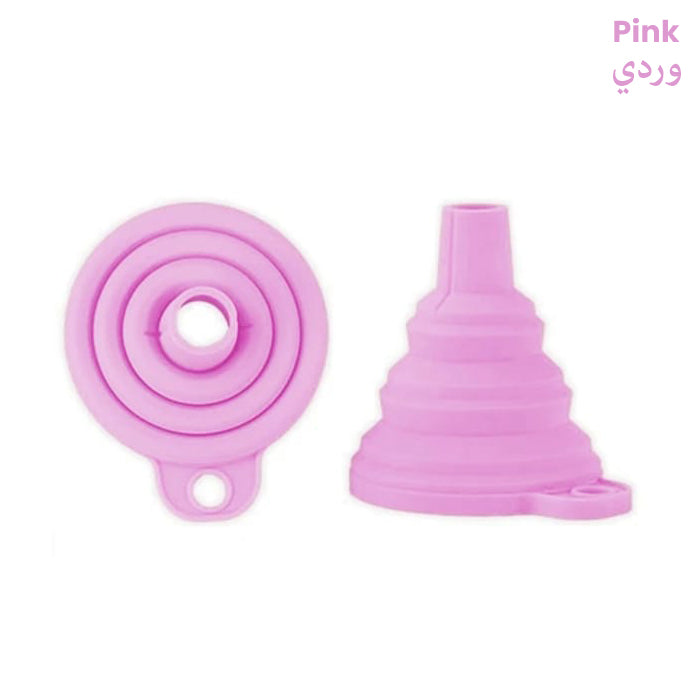 Set of 2 Silicone Collapsible Portable Funnel Kitchen Folding Funnels Hopper Tool for Transferring Liquid Powder Cooking Tools for Pouring Oil pink