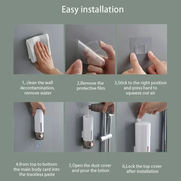 Shampoo Dispenser, Wall Mounted, Large Capacity Soap Dispenser, Dishwashing Dispenser easy installation