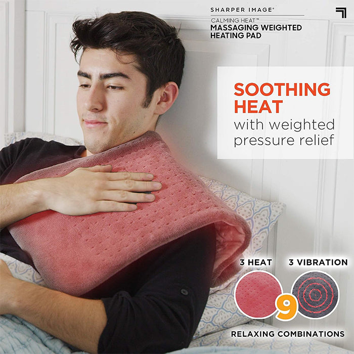 Sharper Image Calming Heat Massaging Weighted Heating Pad with Vibrations soothing heat