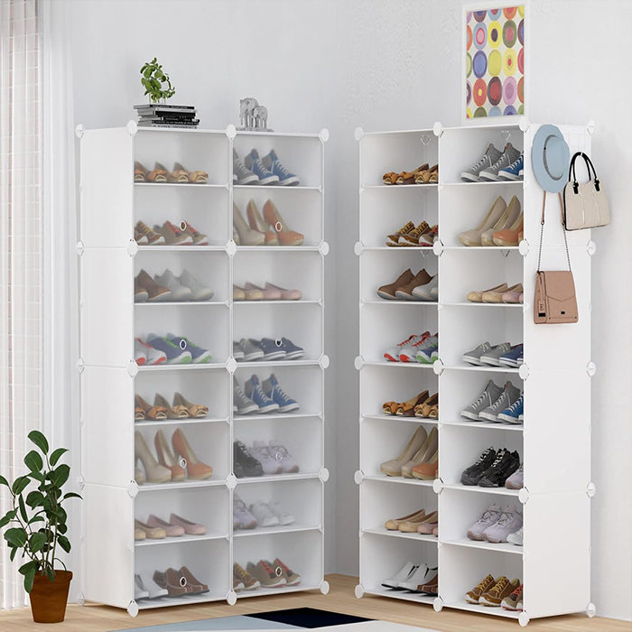 Shoe Rack Organizer, Shoe Storage Cabinet with Door Expandable Plastic Shoe Shelves Perfect for home
