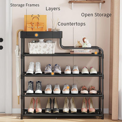 Shoe Rack Organizer Shoe Storage Rack Metal Shoe Organizer 5 Tier Narrow Freestanding Shoe Rack 