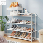 Shoe Rack Organizer Shoe Storage Rack Metal Shoe Organizer 5 Tier Narrow Freestanding Shoe Rack white