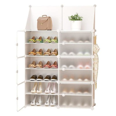 Shoe Rack Organizer with Doors, 24 Pairs Closet Shoe Box with Top Shelf dustproof