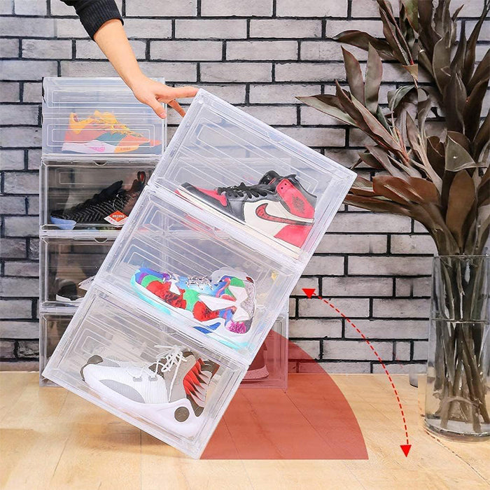Shoe Storage Box Transparent, Side Open storage Organizer Boxes Drawer Case Plastic Durable