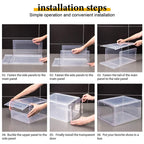 Shoe Storage Box Transparent, Side Open storage Organizer Boxes Drawer Case Plastic Installation