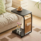 Side Table Mobile C-Shaped End Table with Wheels Portable Couch Small Table Durable