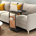 Side Table Mobile C-Shaped End Table with Wheels Portable Couch Small Table Space-Saving Solution