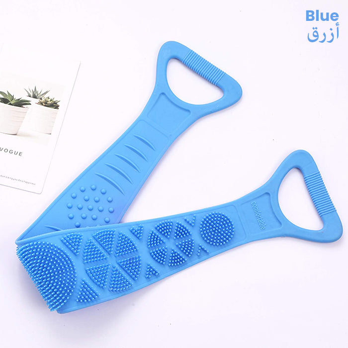 Silicone Shower Rubbing Strap For Body Cleaning &amp; Massage blue