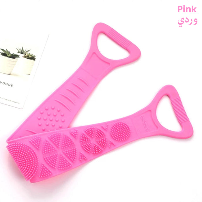 Silicone Shower Rubbing Strap For Body Cleaning &amp; Massage pink