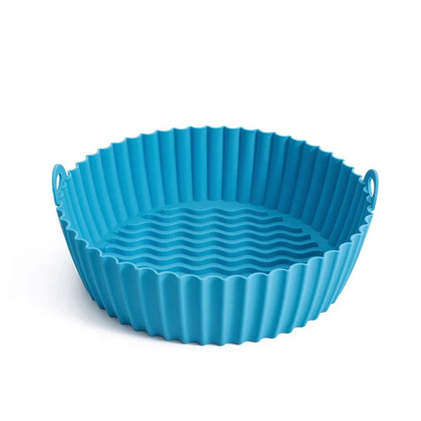 Silicone Air Fryer Basket - Reusable Kitchen Non-stick Baking Pot Blue