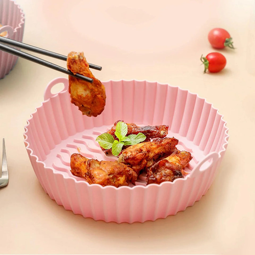 Silicone Air Fryer Basket - Reusable Kitchen Non-stick Baking Pot