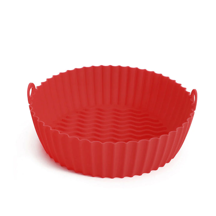 Silicone Air Fryer Basket - Reusable Kitchen Non-stick Baking Pot Red