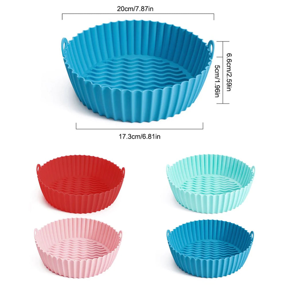 Silicone Air Fryer Basket - Reusable Kitchen Non-stick Baking Pot